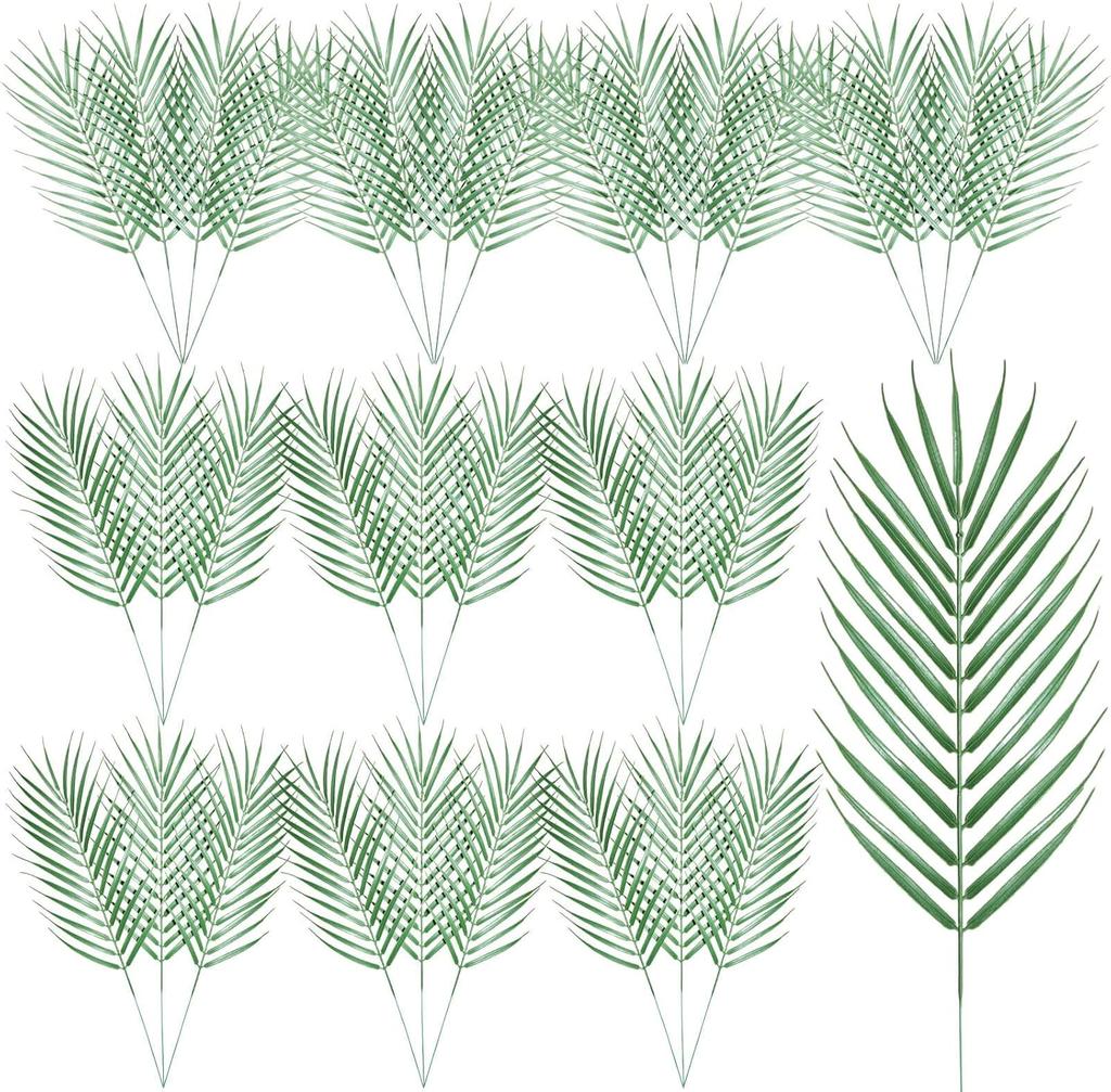 40 Pieces Artificial Tropical Plants Fake Palm Plant Branch Green Leaves for Home Garden Office Jungle Carnival Decoration