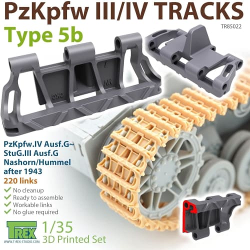 T-Rex Studio 1/35 WWII German Type 5b Tracks for III/IV Tanks, Plastic Model Kit Parts TR85022
