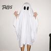 Unisex Halloween Wear Ghost Costume for Kids Adults, Cosplay Fancy Dress, Breathable Party Spooky White Cloak Cape with Black Eye Holes