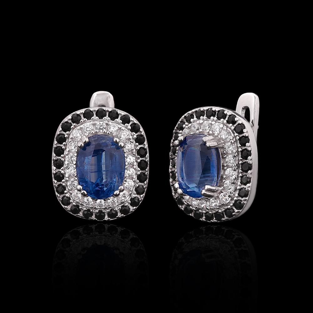 Simple Design 925 Sterling Silver Natural Kyanite Earring December Gemstone Fine Jewelry for Mom's Festive and Birthdays Gift