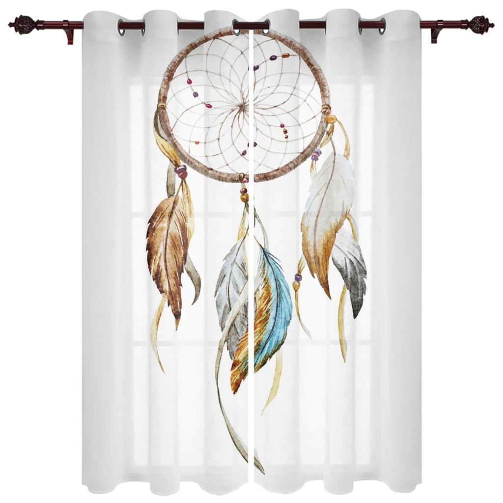 Dream Catcher Watercolor Feather Pattern Modern Window Curtains for Living Room Bedroom Curtain Blinds Drapes Door Curtains