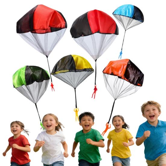 3 Bucăți Jucărie Parașută pentru Copii Jucării de Curte în Aer Liber Promovează Jocul Activ Vârste 3+ Mini Parașută Zmeu din Nailon Fără Încurcături pentru Jocuri de Grup Petreceri de Ziua de Naștere