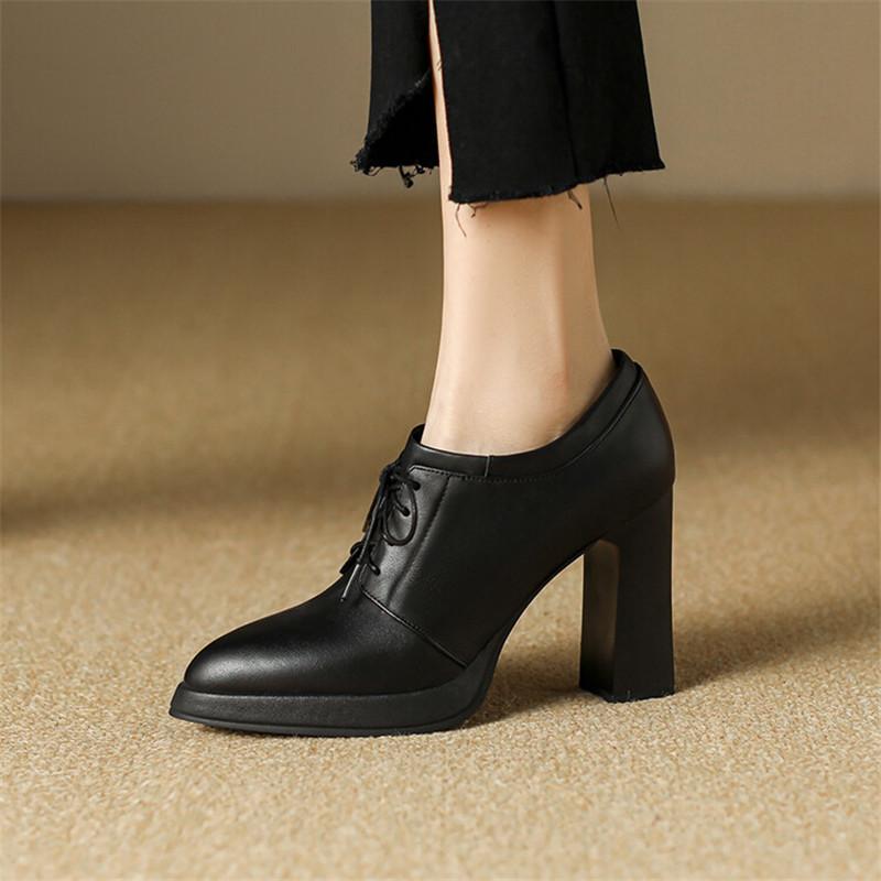 Fashion New Spring Genuine Leather Women Shoes Pointed Toe Women Pumps Shoes for Women High Heels Zapatos Mujer Loafers Ladies Shoes
