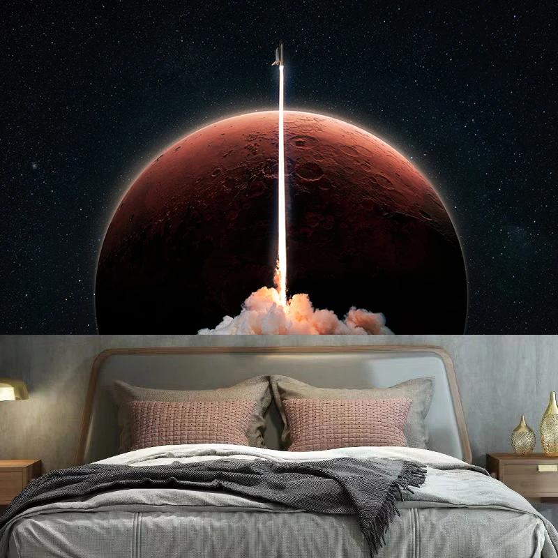 Planet Rocket Astronaut Tapestry Wall Decoration Background Cloth Bedroom Living Room  Home