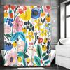 Colorful Flat Wind Floral Shower Curtain, Bathroom Decorative Shower Curtain, Waterproof Shower Curtain with Hooks