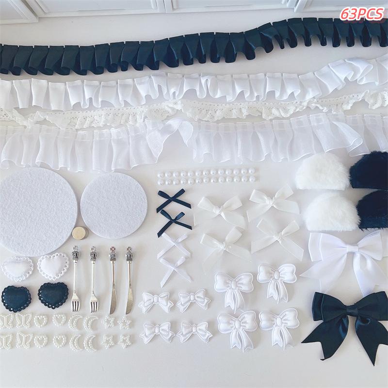 63ks Kawaii DIY Ita Bag Dekorace Materiál Sada Stuha Mašle Andělské Křídlo Sada Doplňků K-Pop Fanoušci Ruční Výroba