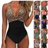 2026 Print One Piece Swimsuit Women Sexy Pleated Bathing Suit Leopard Printed Bodysuit Bikini Set Summer Fashion New Beachwear
