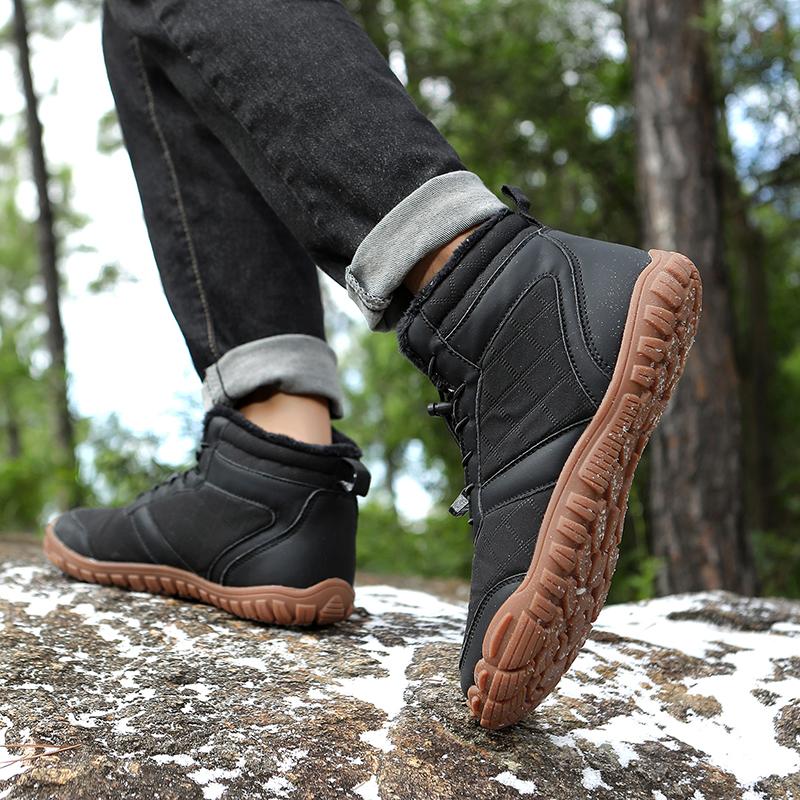 TUINANLE Winter Footwear Barefoot Shoes Womens Hiking Boots Wide Toe Box Walking Shoes Men Plush Boots