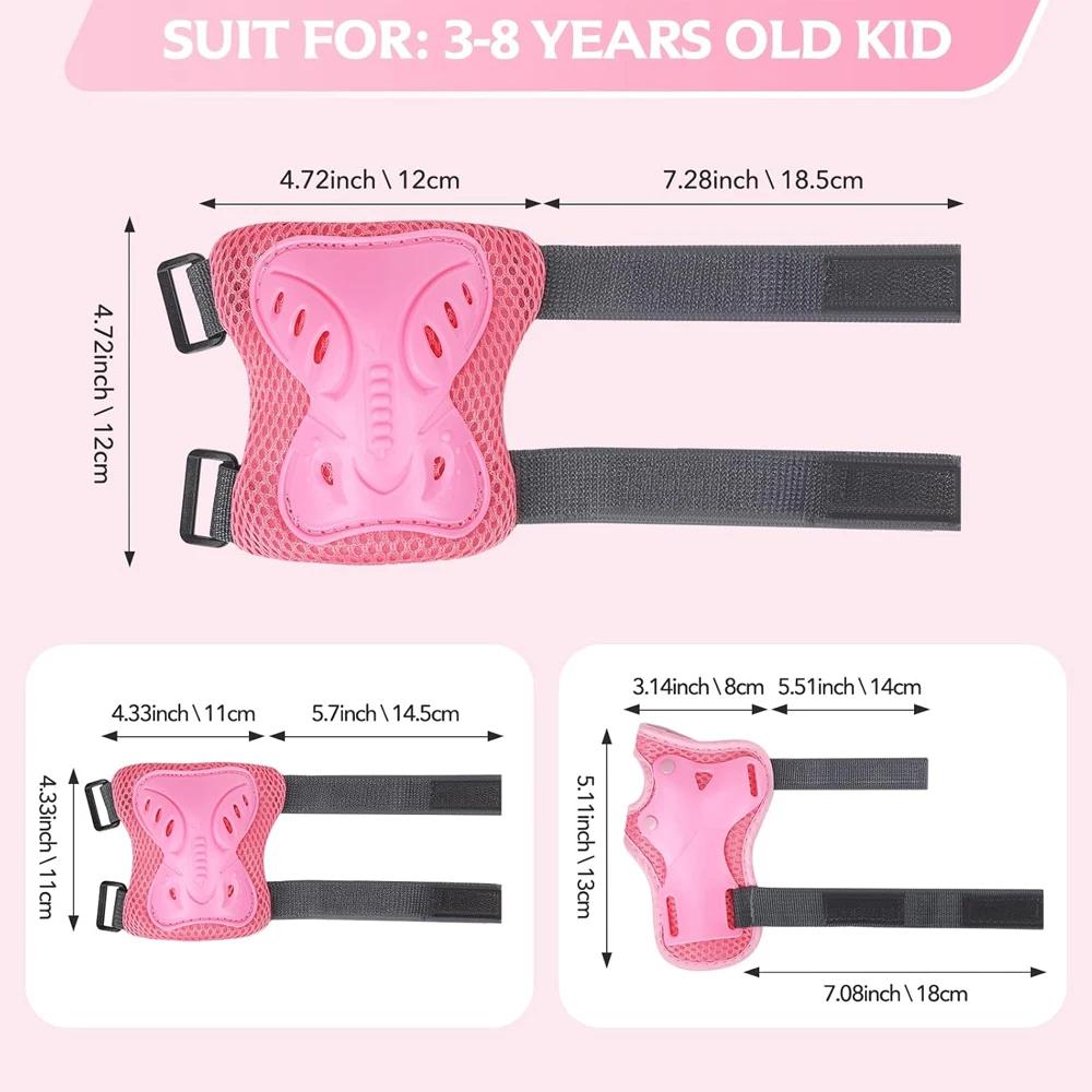 6Pcs Kids Knee Elbow Pads Protective Gear For 3-10 Years Roller Skates Cycling Bike Skateboard Scooter Sports