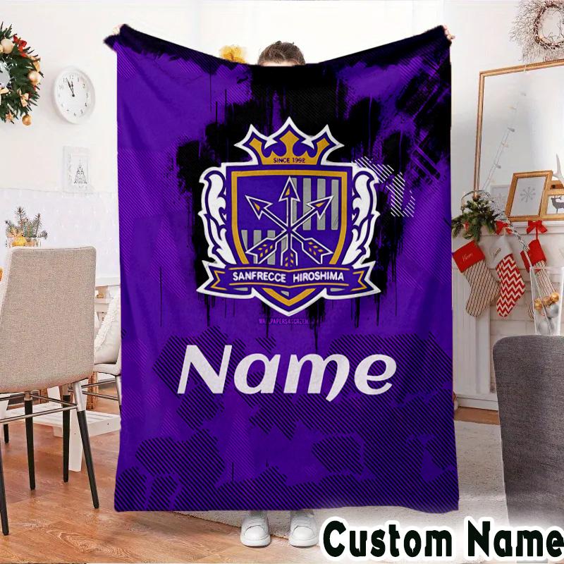 Custom Name Sanfrecce Crest Throws Blanket Flannel Blankets for Couch Bed Gifts for Men Women Picnic blanket Christmas fan gifts