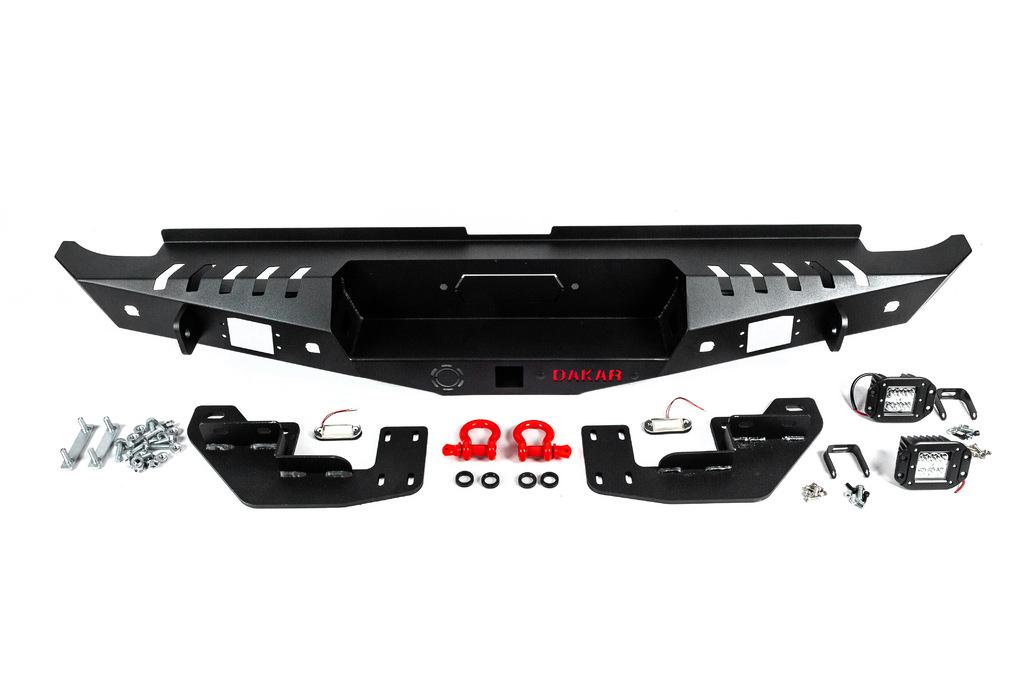 Reinforced Rear Bumper Dakar Black, for Sensor, with Backlight for Ford Ranger 2011-2022