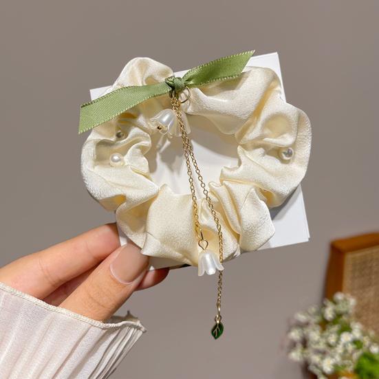 Hair Tie Satin Smooth Elastic Hair Band Flower Tassel Pendant Bowknot Decor Ponytail Bun Half-Tie Hair Rope Hair Accessories