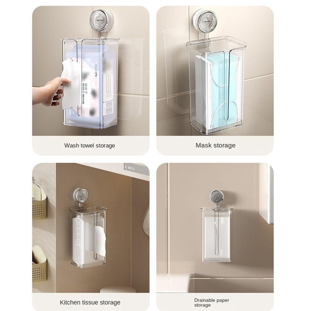 With Lid Suction Cup Tissue Box Removable Wet Wipes Dispenser Sturdy Paper Towel Holder  Bedroom