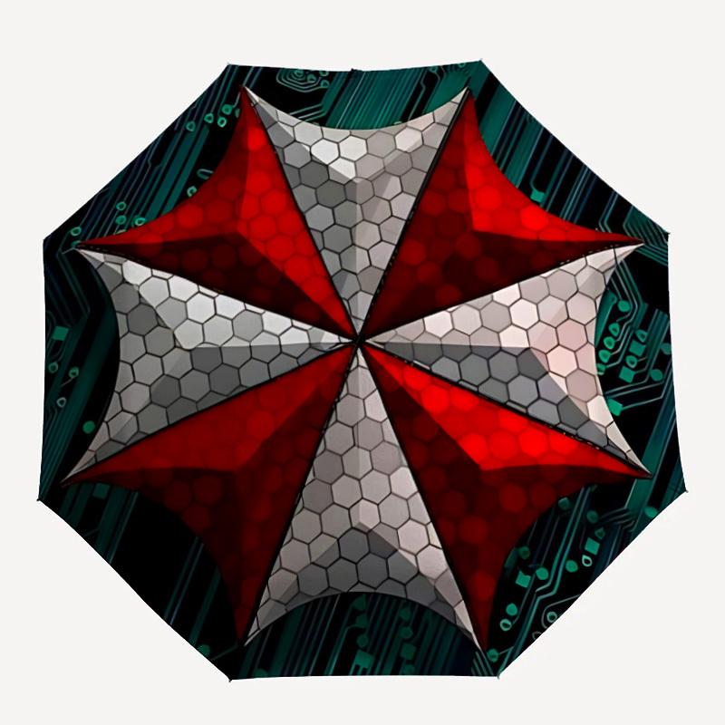 

1 шт. Зонт-трость Resident Evil с автоматическим открытием/закрытием, 8 ребер, железный каркас, компактный складной, всесезонный, портативный, для путешествий, поездок на работу, улицы