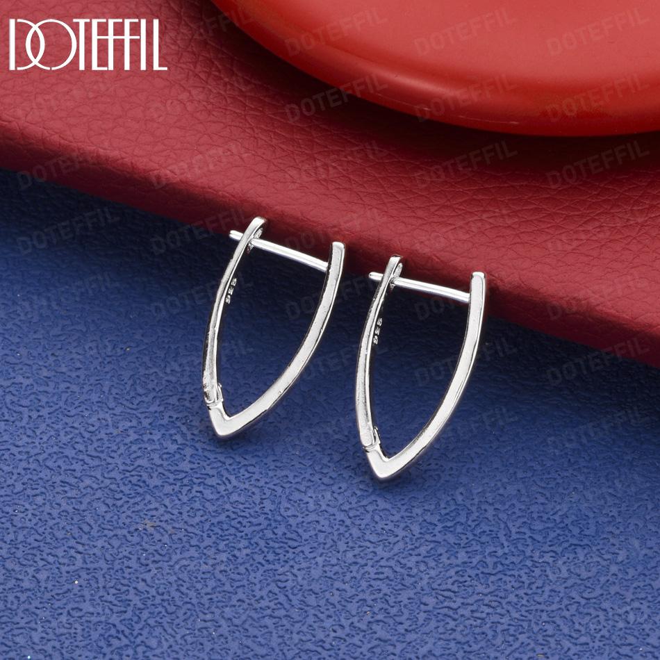 925 Sterling Silver Minimalist V-Shaped Geometric Earrings - Elegant Evening Jewelry
