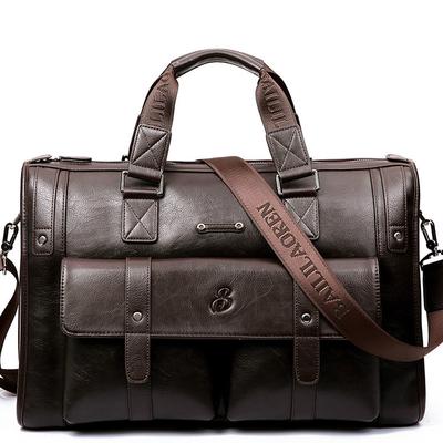 Bolsa de negócios de grande capacidade horizontal Couro Genuíno Homem de viagem Bolsa Maleta de ombro Bolsa