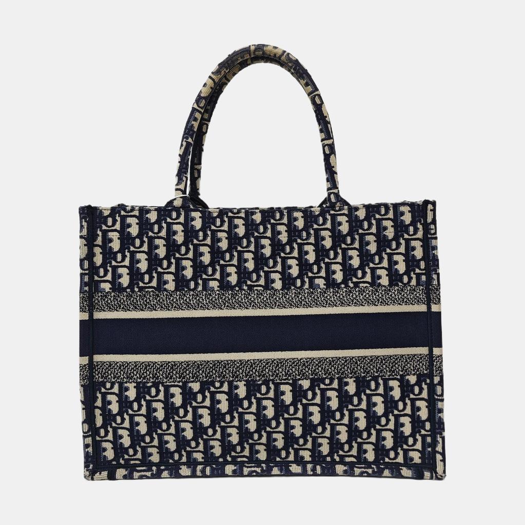 [Gebraucht] Book Tote Medium Blau Leinwand Besticktes Monogramm Handtasche - Sehr Gut #GPY9F