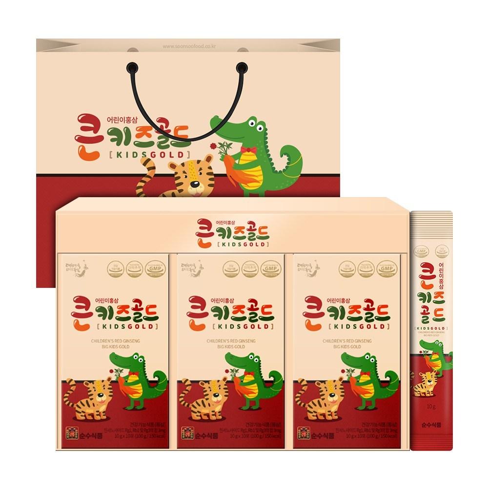 Soonsoo Food Big Kids Gold Children's Red Ginseng Sticks 10ml 30 pcs