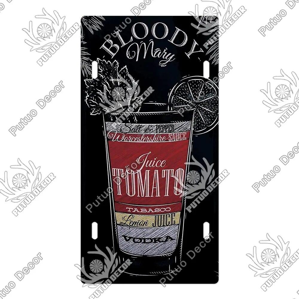 Placa de metal para coquetel Putuo Decor Placa de licença Placa de metal Placa de lata vintage Decoração para Pub Bar Sala de estar Porta Clube Decoração