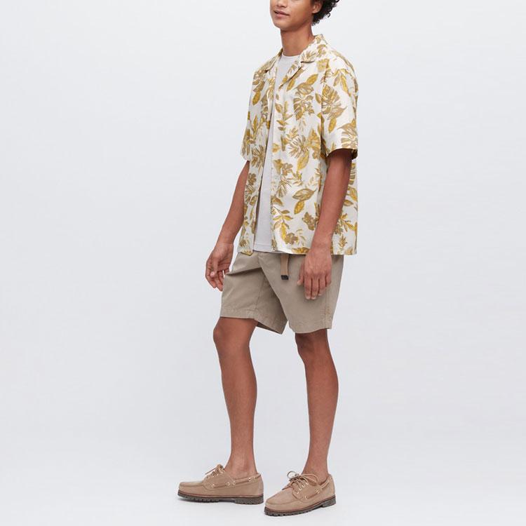 UNIQLO SS23 Pullover Leaf Print Short Sleeve Shirt Men shirts 458352-01