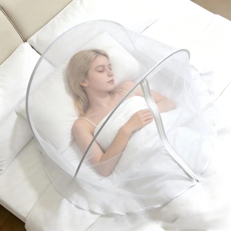 Washable Foldable Single Person Mosquito Net Zipper Closure Insect Proof for Home Bedroom Dorm Camping Travel Trips