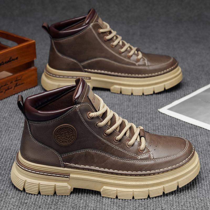 Martin boots men's high-top new autumn retro medium-top thick-soled heightening tooling shoes men's short boots