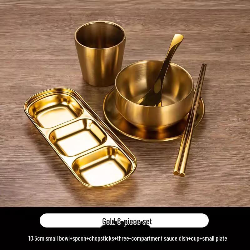 Golden 304 Stainless Steel 6-Piece Dinnerware Set