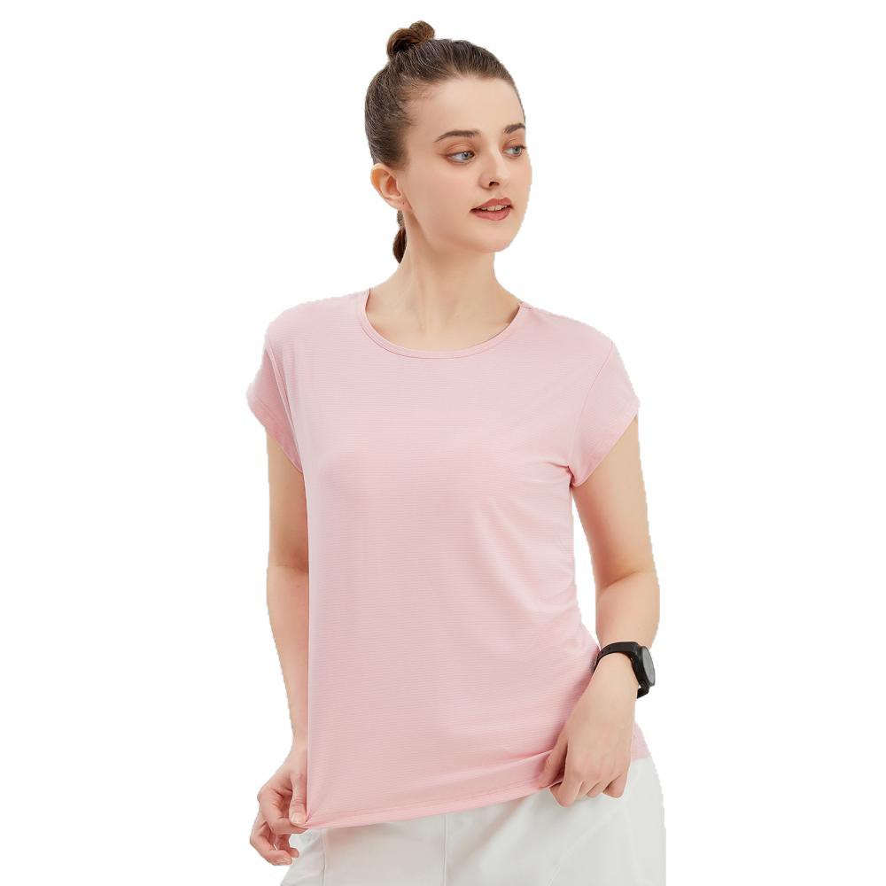 Women's Breathable Summer Sports T-Shirt - Moisture-Wicking, Round Neck, Short Sleeve, Dance & Fitness Style