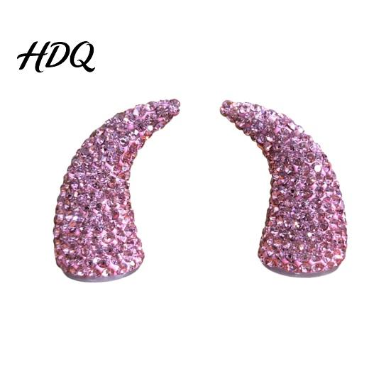 Sparkling Rhinestone Horns for Cosplay 1 Pair Devil Horns Car Dashboard Decor Faux Crystal Demon Hair Themed Gathering Accessories Women Clip