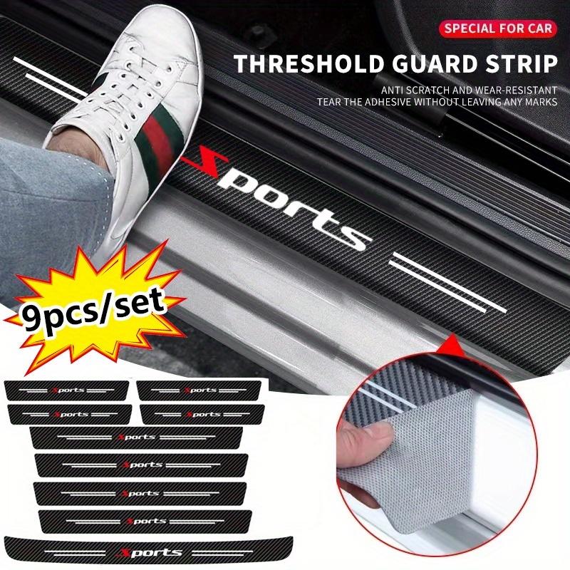 9PCS Car Door Sills Guards Stickers Film Anti Scratch Carbon Fiber Protector Scuff Pedal Cover Auto Accessories