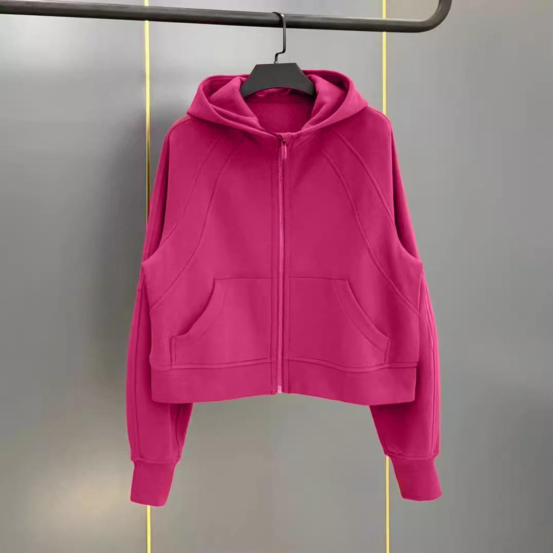 

Свободный кардиган-свитер на молнии с капюшоном в корейском стиле 2025 г., розово-красный и белый M розы красного