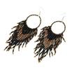 Bohemian Tassel Pendant Earrings with Rice Beads