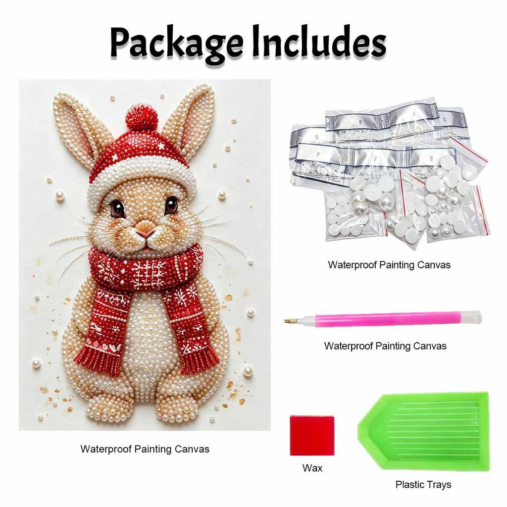 Frameless Pearl Painting Kit Festive Rabbit Aesthetic Wall Art DIY Sparkling Bead Canvas Room Decor Creative Craft Gift Idea