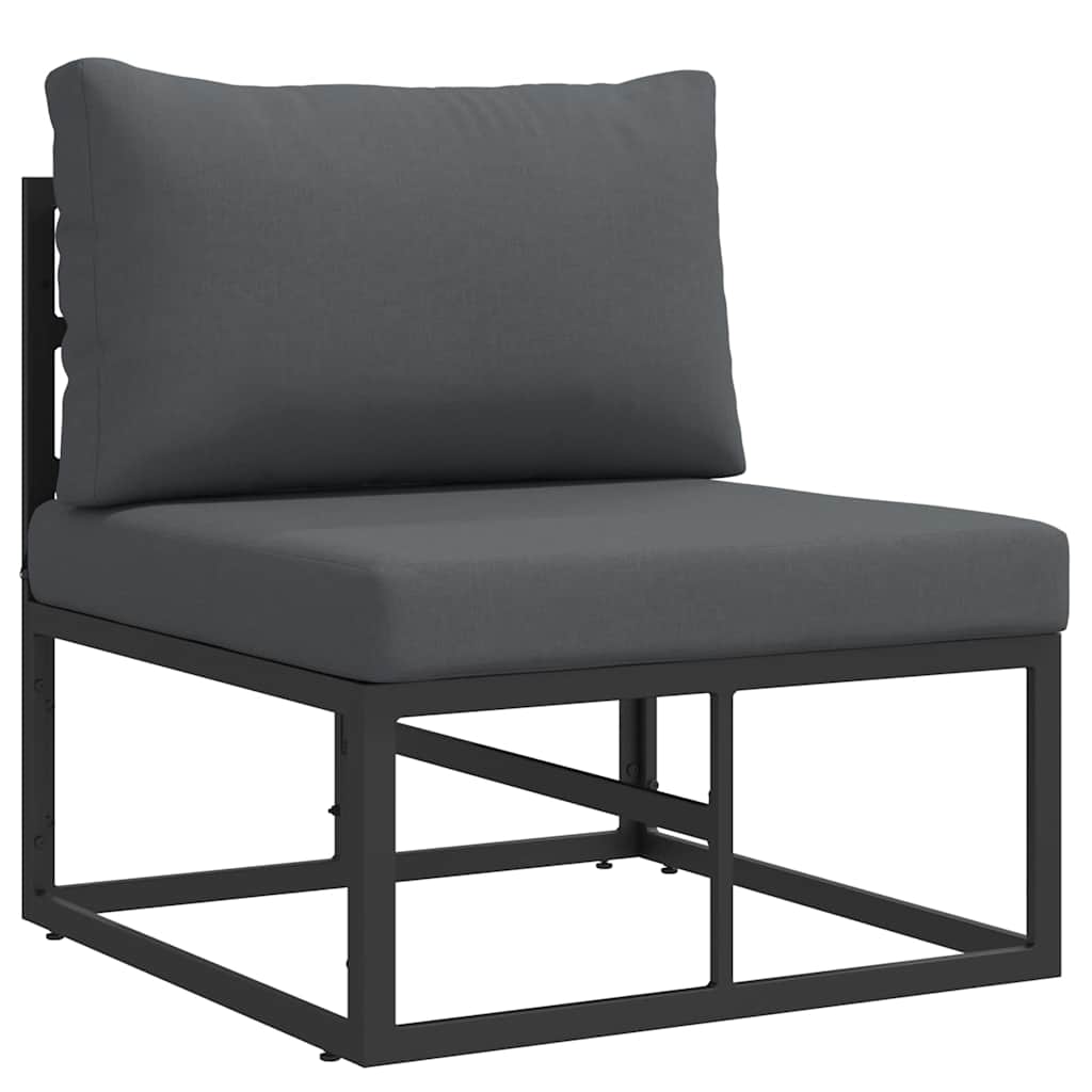 Outdoor Furniture Set with Cushions 3 Piece Black and Anthracite Metal