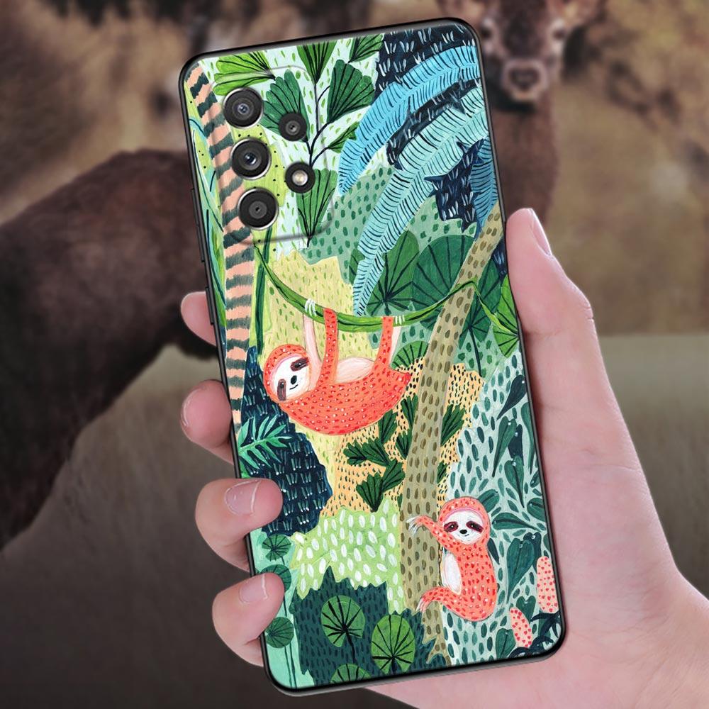 Jungle illustration Snake Cats Sloth Phone Case For Samsung Galaxy A57 A56 A37 A55 A36 A26 A54 A52 A35 A34 A25 A17 A16 A07 Cover