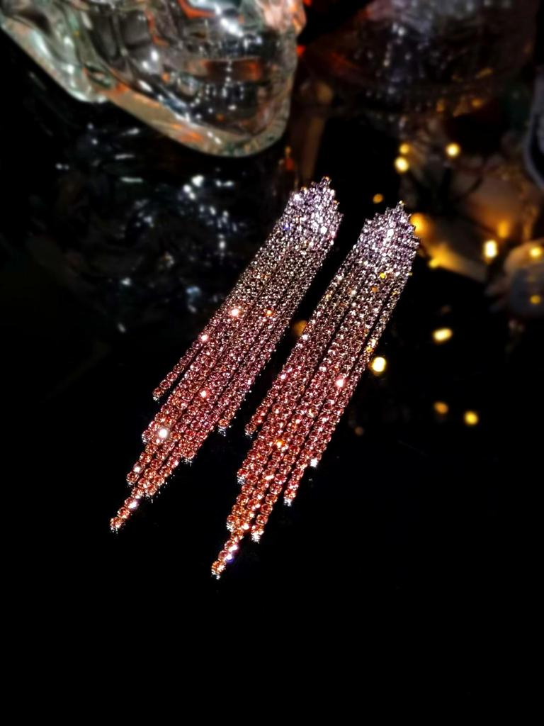 Elegant Rhinestone Tassel Earrings for Women