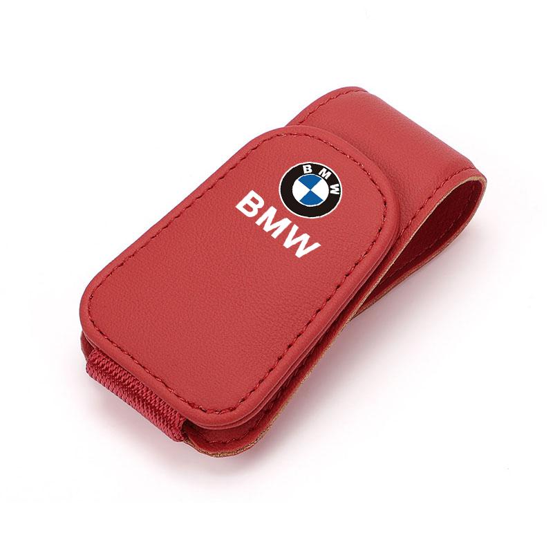 

Car Sun Visor Magnetic Leather Sunglasses Clip For BMW M Performance E46 E90 E60 F20 X1 F10 F30 X3 E70 E87 E36 G11 X красный