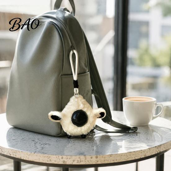 Plush Keychain Animal Keychain, Soft Stuffed Pendant with Braided Cord, Round Cute Decorative Hanging Charm Bunny Sheep for Backpack, Mini Doll