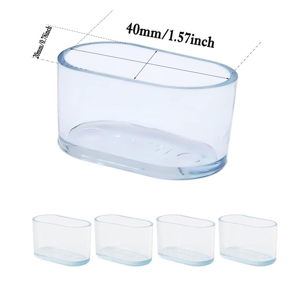 4Pcs Clear Silicone Oval Chair Leg Covers - Furnitures Feets Protectors, Oval Chair Leg Caps