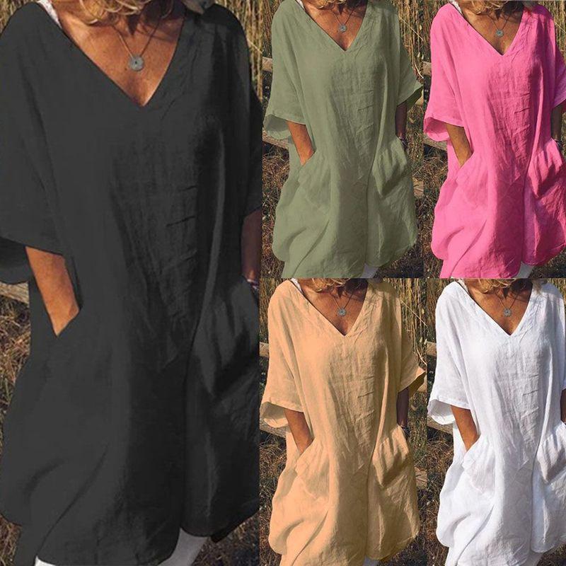 Stylish Women Long Tops Mini Dress Featuring Casual Half Sleeve Boho Design In Plus Sizes