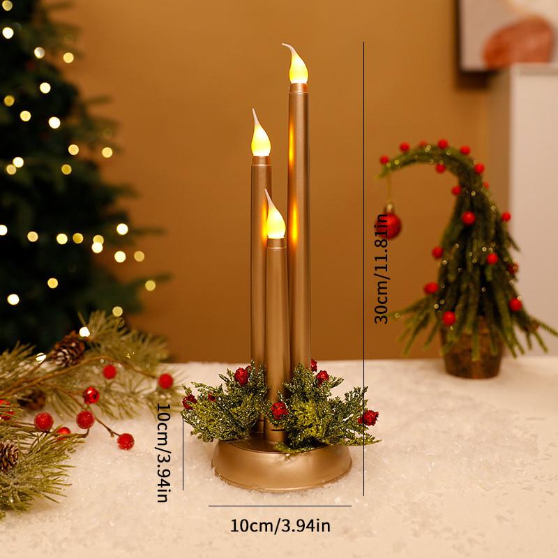 

Christmas Led Electronic Candle Set With Realistic Flame For Holiday Decor золотий