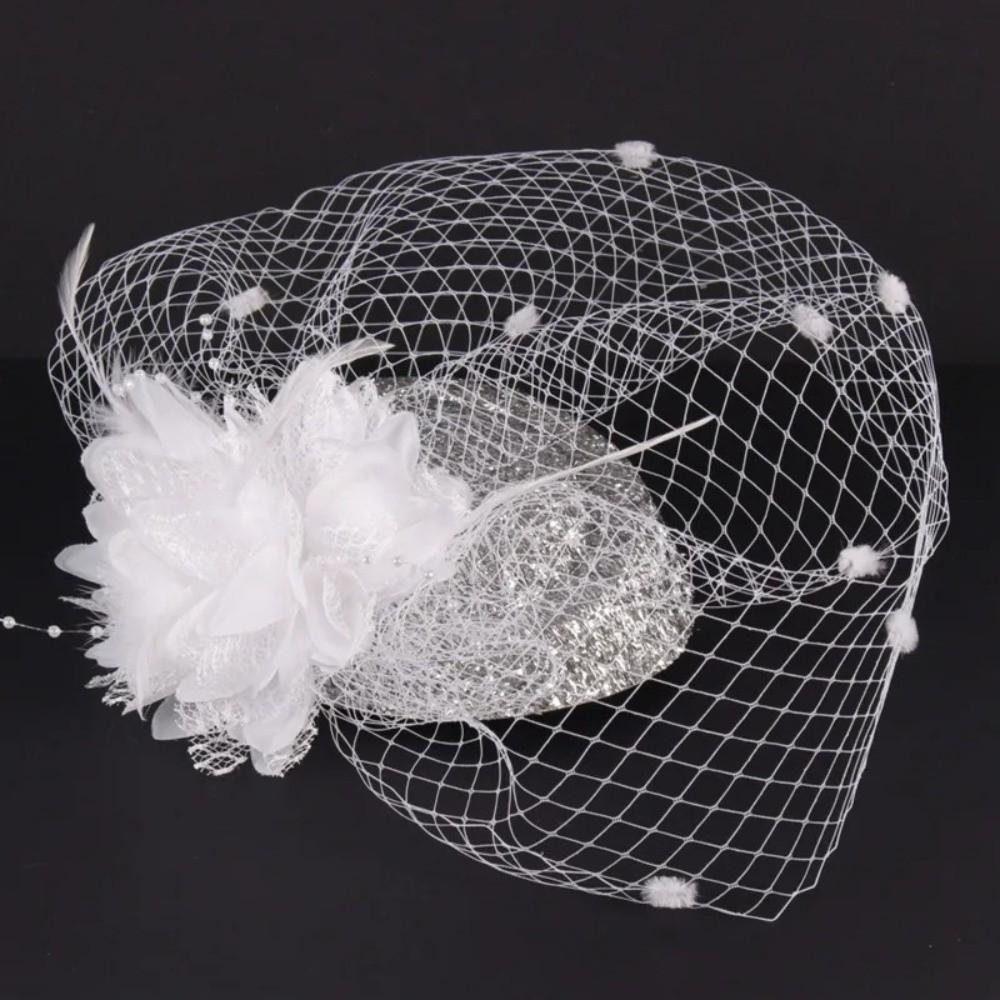 Solid Color Bridal Headdress Wave Point Hair Clip Hat Temperament Small Top Hat Women