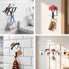 Punch Free Wall Storage Rack Halloween Themed Hook, Decorative Ghost Pattern Key Hanger, Self Wood Holder for Adhesive Backing Base Hook Bathroom