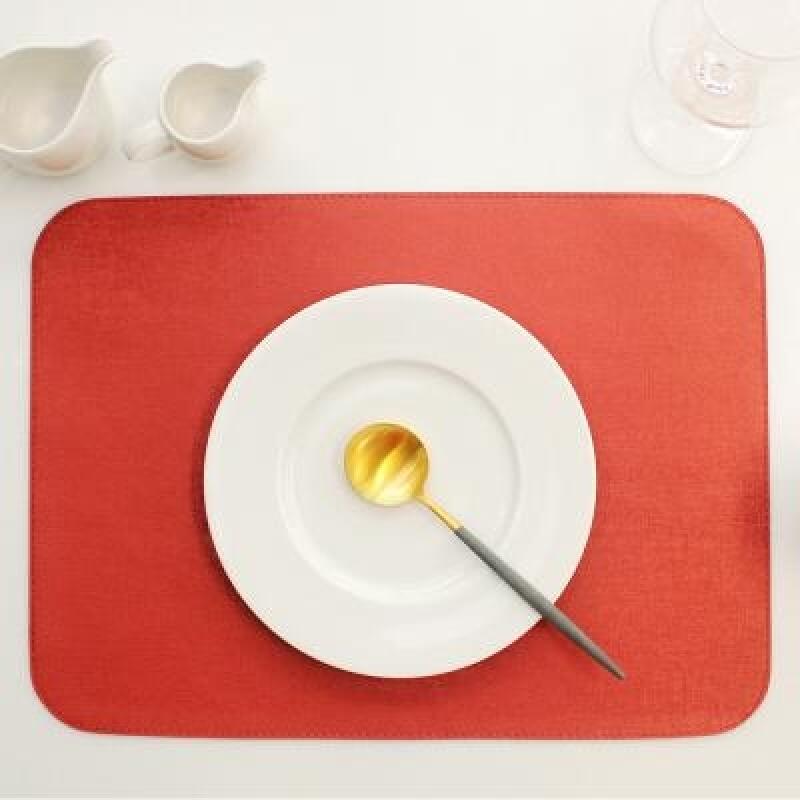 Velvet double-sided square table mat, navy/orange 1P