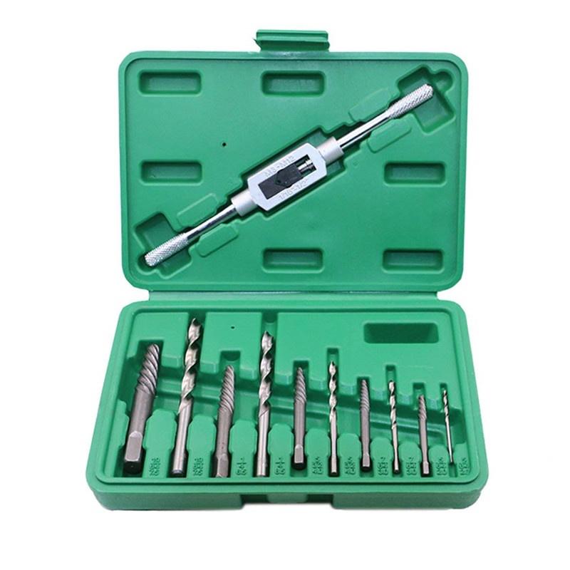 11pcs/Set Screw Extractor Drill Bit Damaged Broken Screw Bolt Adjustable Tap Die Wrench Stud Remover Tool Kit for woodworking