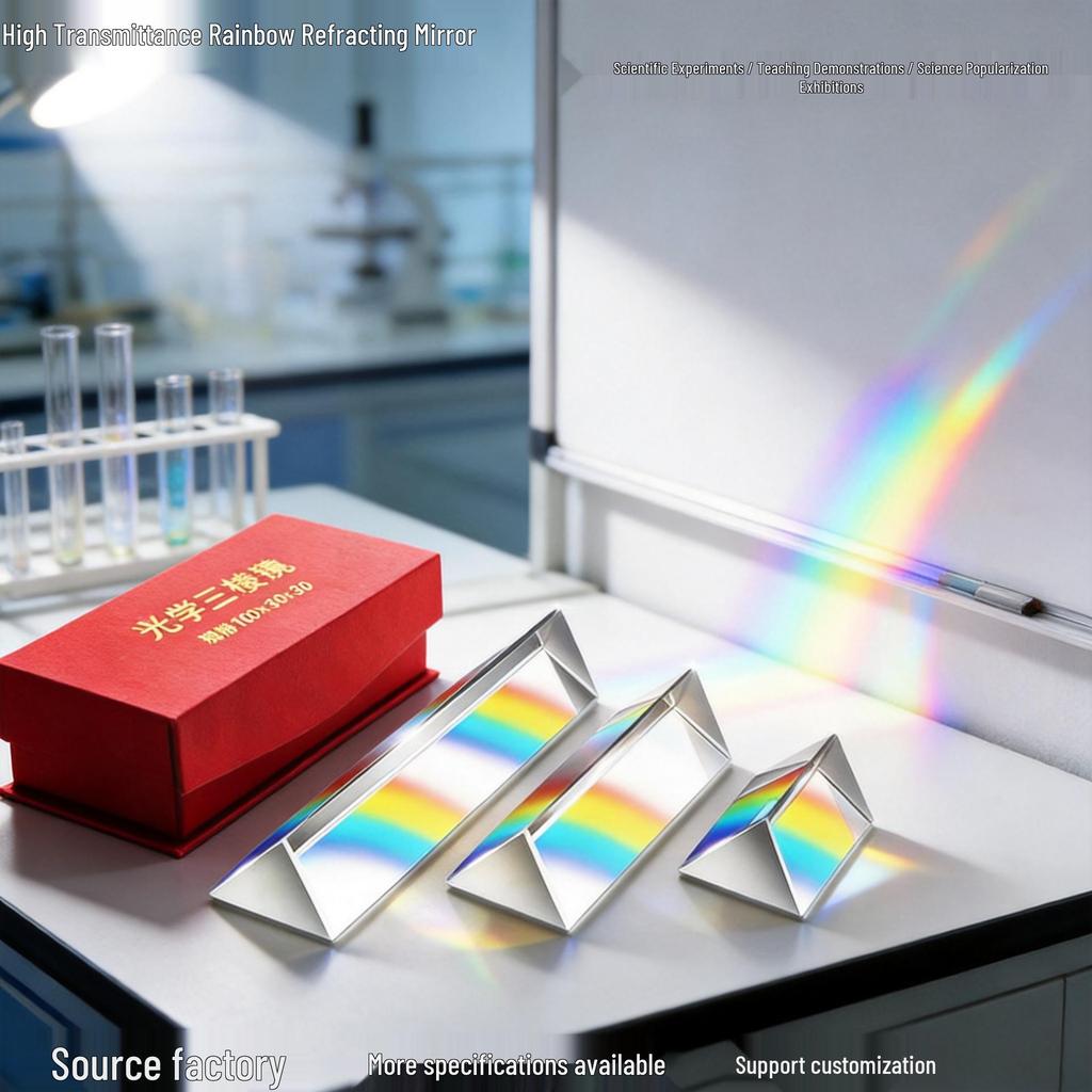 Optical Triangular Prism K9 Crystal Glass for Physics Teaching and Children's Toy