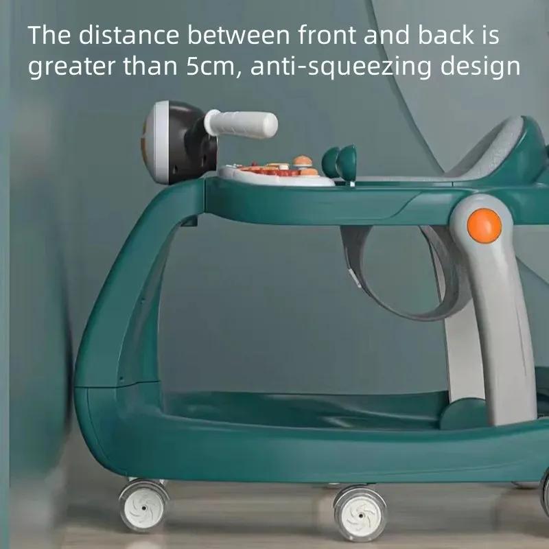 2-In-1 Baby Walker With Wheels Foldable Push Walker With Music Lights Activity Center Car With Interactive Toy Tray For Infants
