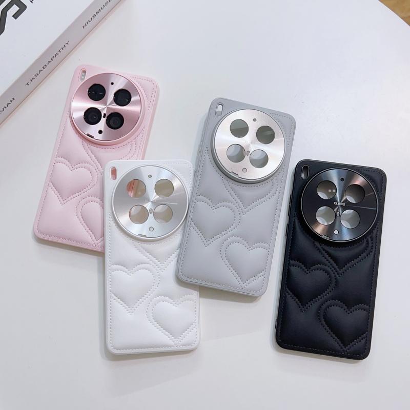 Kawaii Simple Love Heart Pattern Leather Case For Vivo X300 Ultra X300Pro X300s X300 Full Camera Lens Protection Back Cover