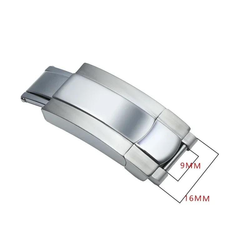 Daytona GMT Watch Band Strap 16*9mmSolid Stainless Steel Folding Buckle Deployment Clasp for Rolex Submariner Oysterflex