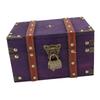 Vintage Wooden Treasure Chest Box with Lock Rectangle Antique Wood Jewelry Storage Box Decorative Handmade Case Organizer Violet